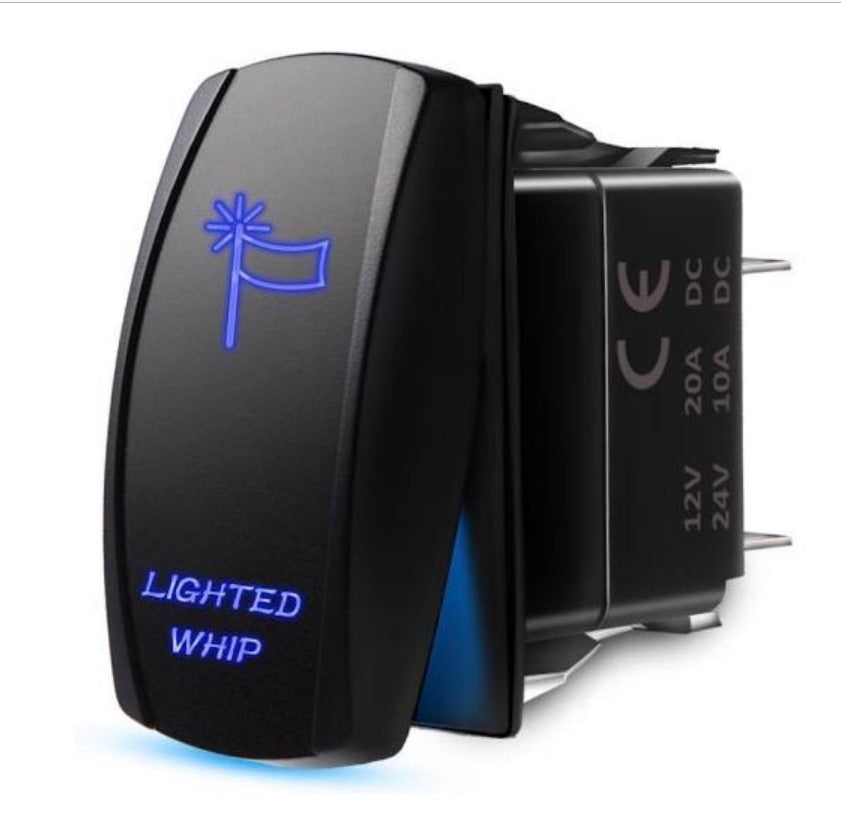 Lighted Whip Rocker Switch- Blue